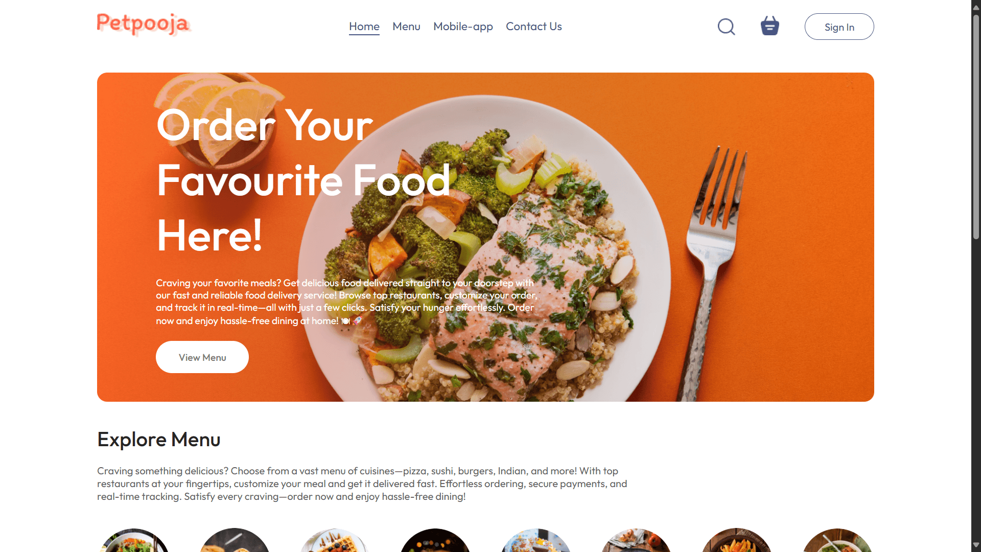 PetPooja - Food Delivery Application